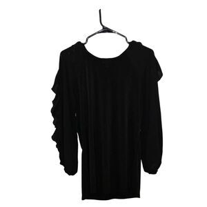 Stem & Vine Women's 2X Black‎ Long Sleeve Ruffle Tunic